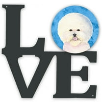 Blue Bichon Frise Metal Wall Artwork LOVE