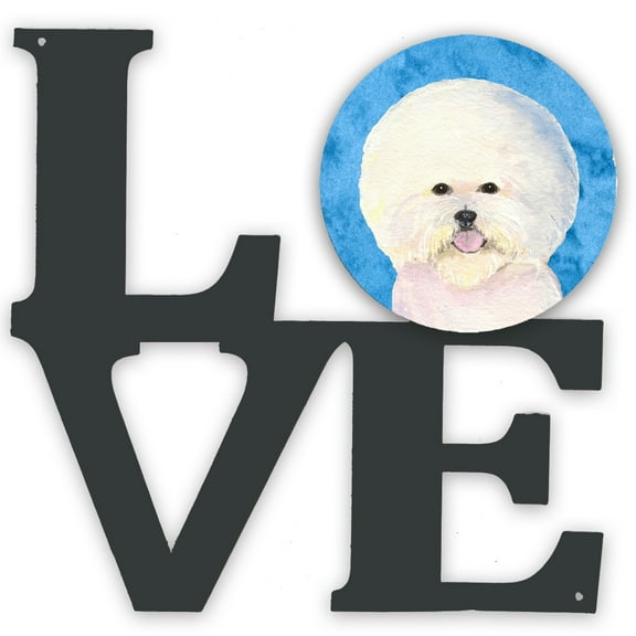 Blue Bichon Frise Metal Wall Artwork LOVE