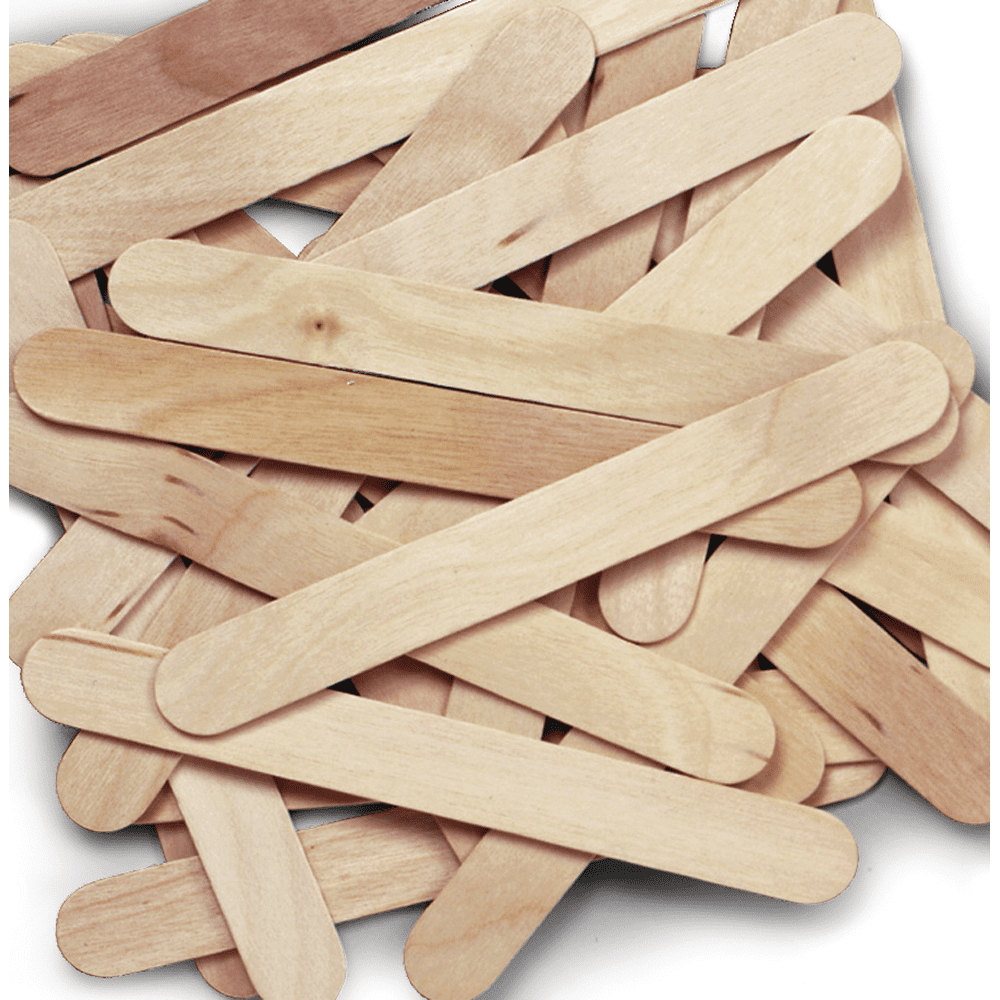 NATURAL WOODEN POPSICLE STICKS Wood Craft Stick School Art; 6" x 5/8