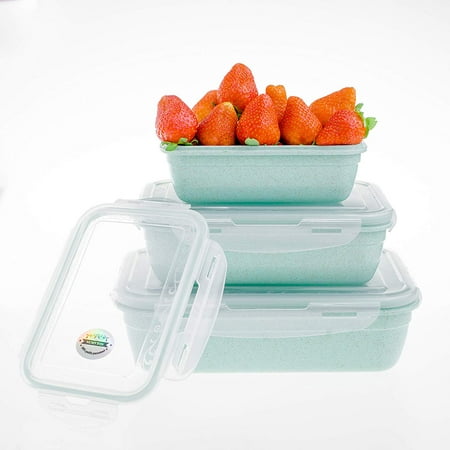 Airtight Meal Prep Container Set Made by Wheat Straw Fiber, Leak-proof Easy-Cleaning Reusable Food Container, Non-Toxic BPA-Free Safe for Fridge, Dishwasher &