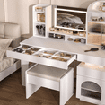 thumbnail image 4 of Arched Makeup Vanity Desk Set,Modern Dressing Table with Storge,Bedroom Vanity Makeup Table with LED Lights and Vanity Stool for Women/Girls Gift, 4 of 7
