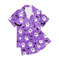 thumbnail image 4 of Tnhcen Women's 2 Piece Purple Halloween Graphic Pajama Set Button Down Short Sleeve Lapel Shirt Pjs Shorts Lounge Set S-2XL Multicolor, 4 of 5