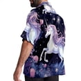 thumbnail image 3 of Starry Unicorn Men's Short Sleeve Button Down Spread Collar Beach Shirts, 3 of 6