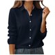 thumbnail image 3 of Sudaderas con capucha para mujer,Blusa informal de manga larga con botones para mujer, camiseta de poliéster, color liso, corte regular, para uso en casa y en la oficina, sopatenor, 3 of 9