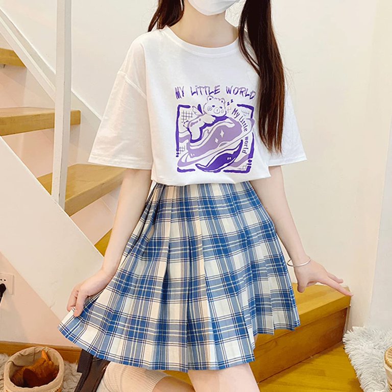 Kawaii Soft Girl Estilo Japanese Cartoon Print T-shirt - Loja de