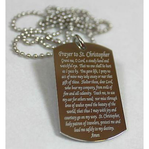 ST. CHRISTOPHER PRAYER RELIGION  DOG TAG NECKLACE STAINLESS STEEL