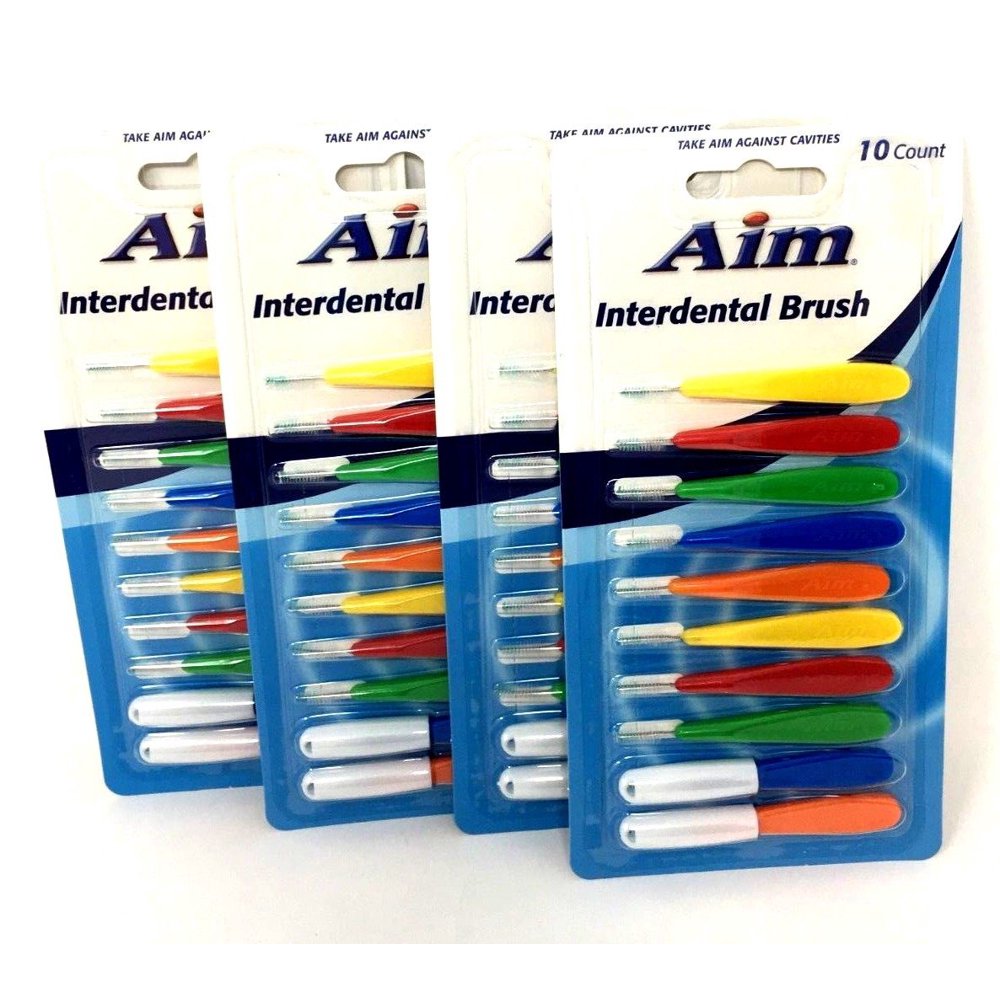 Aim Interdental Brush 10 Count Dental Picks Pack of 4