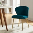 thumbnail image 3 of Modern Velvet Accent Chair Upholstered Small Vanity Chair Bedroom Living Room Teal, 3 of 11