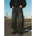 thumbnail image 2 of Jeans For Men Retro Washed Split Design Loose Tapered Straight Wide Leg Denim Trousers Comfortable Casual Daily Wear Fall Pants For Men Black L, 2 of 7