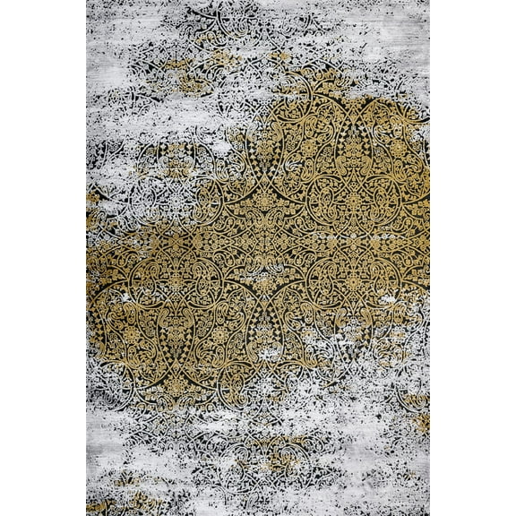 Gold Oriental Area Rugs for Living Room Washable Rugs Boho Moroccan Area Rug Soft Neutral Geometric Bohemian Carpet Distressed Indoor Rug for Bedroom Dining Room Office Foldable Nonslip Rug