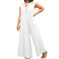 thumbnail image 2 of HBFAGFB Combinaisons pour Femmes Grande Taille Col Rond Décontracté Sans Manches Taille Haute Combinaisons Blanches Taille P, 2 of 8