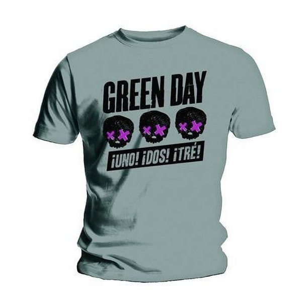 Green Day - Camiseta Three Heads Better Than One para Adultos Unisex (Gris)