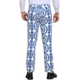 thumbnail image 3 of Floral Print Pants for Men's Flat Front Retro Paisley Flower Pattern Trousers 30 Blue, 3 of 6