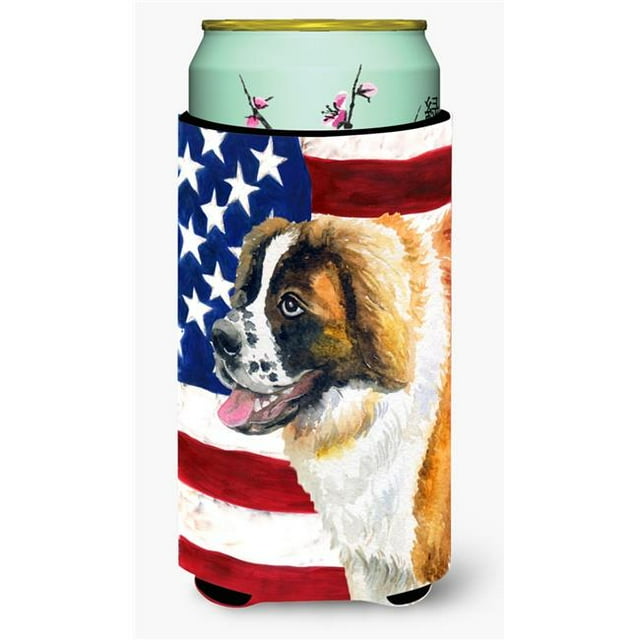 Saint Bernard Patriotic Tall Boy Beverage Insulator Hugger