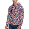 thumbnail image 3 of Honeii Skull flower leaf Plaid Pattern Mens Hoodies Men's Loose Sleeve Sweatshirt,Pullover Hooded Sweatshirt for Men,Essentials Hoodie-X-Large, 3 of 7