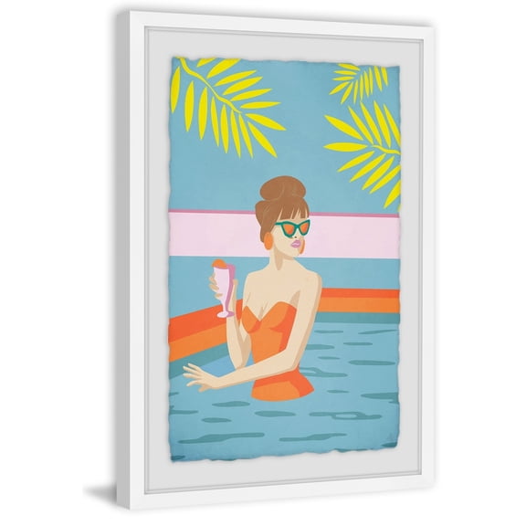 MARMONT HILL Poolside Drinks' Framed Painting Print - Multi-Color 16 x 24