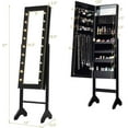 thumbnail image 2 of CZMJY Standing Jewelry Armoire with 18 LED Lights Around the Door, Large Storage Mirrored Jewelry Cabinet with Full Length Mirror, 16 Lipstick Holders, 1 Inside Makeup Mirror, Black, 2 of 8