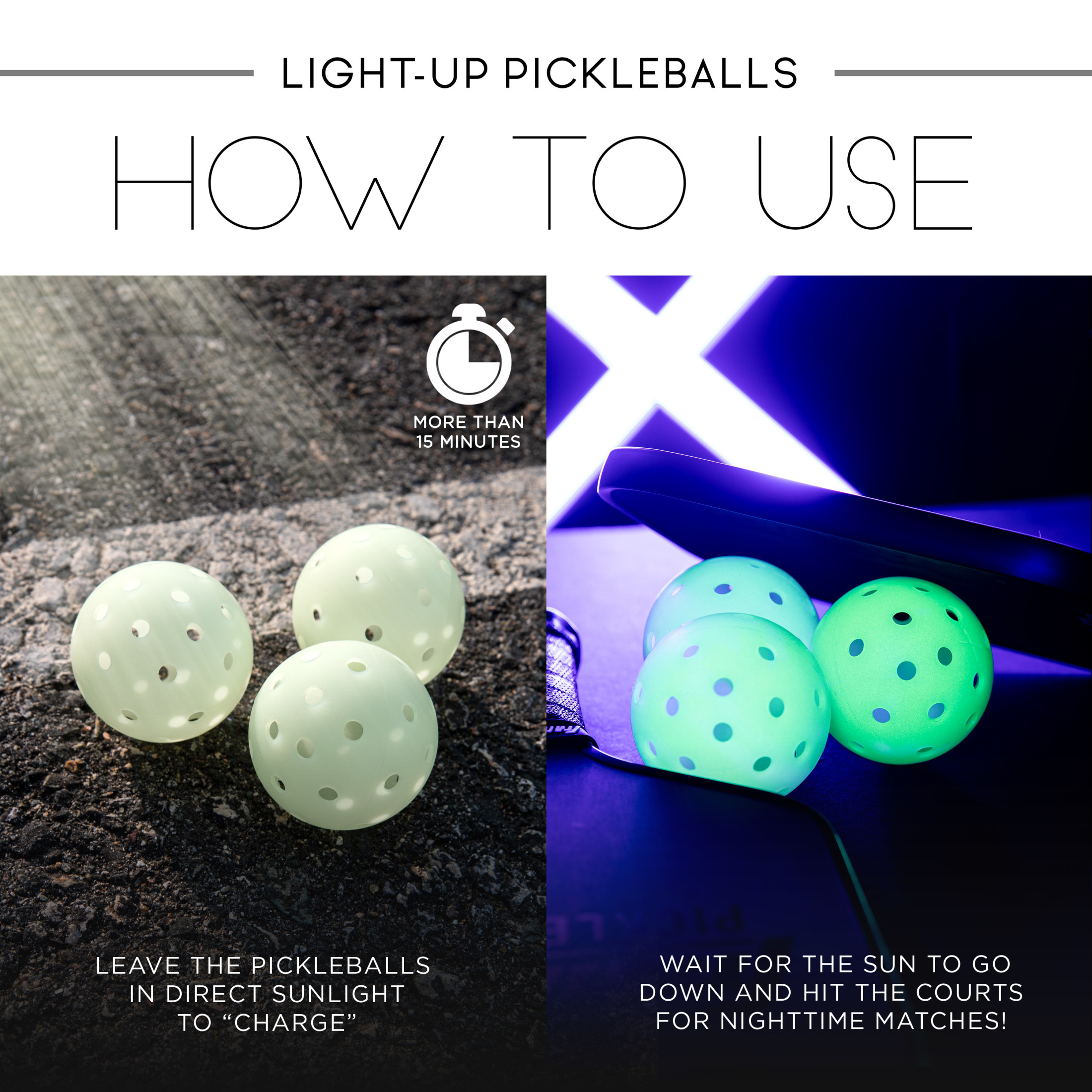 Franklin Sports Glow in the Dark Outdoor Pickleballs - Light Up Pickleball Balls for Nighttime Pickleball - Glow in the Dark Green Pickleball Balls - Charge in Indoor Light + Sunlight - 12 Pack