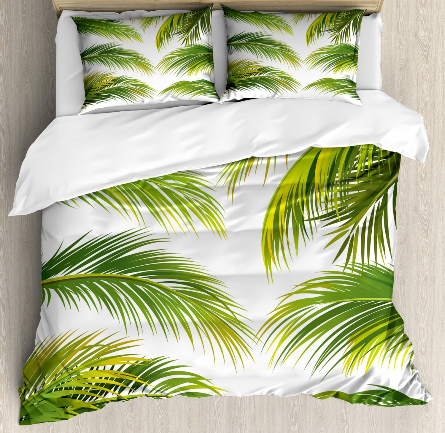Palm Leaf King Size Duvet Cover Set, Palm Leaf Duvet Cover