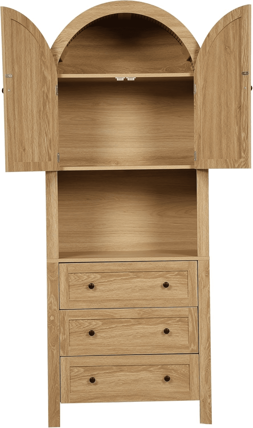 LEFHDA 6-Tier Arched Storage Cabinet with Drawer, Cabinet with Doors and Countertop, Arched Bookcase with Storage, Kitchen Pantry Cabinet, Wooden Storage Cabinet for Living Room
