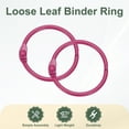 thumbnail image 3 of Uxcell 48Pcs Loose Leaf Binder Rings, 1.2 Inch Metal Open Card Rings Heavy Duty Book Rings for Key Index Card Rings Paper Rings Office, Rose Red, 3 of 7