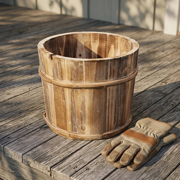 TITINICE Rustic Brown Wooden Flower Vase Planter for Indoor Plants and Garden Decor, Decorative Wood Pot for Home Display