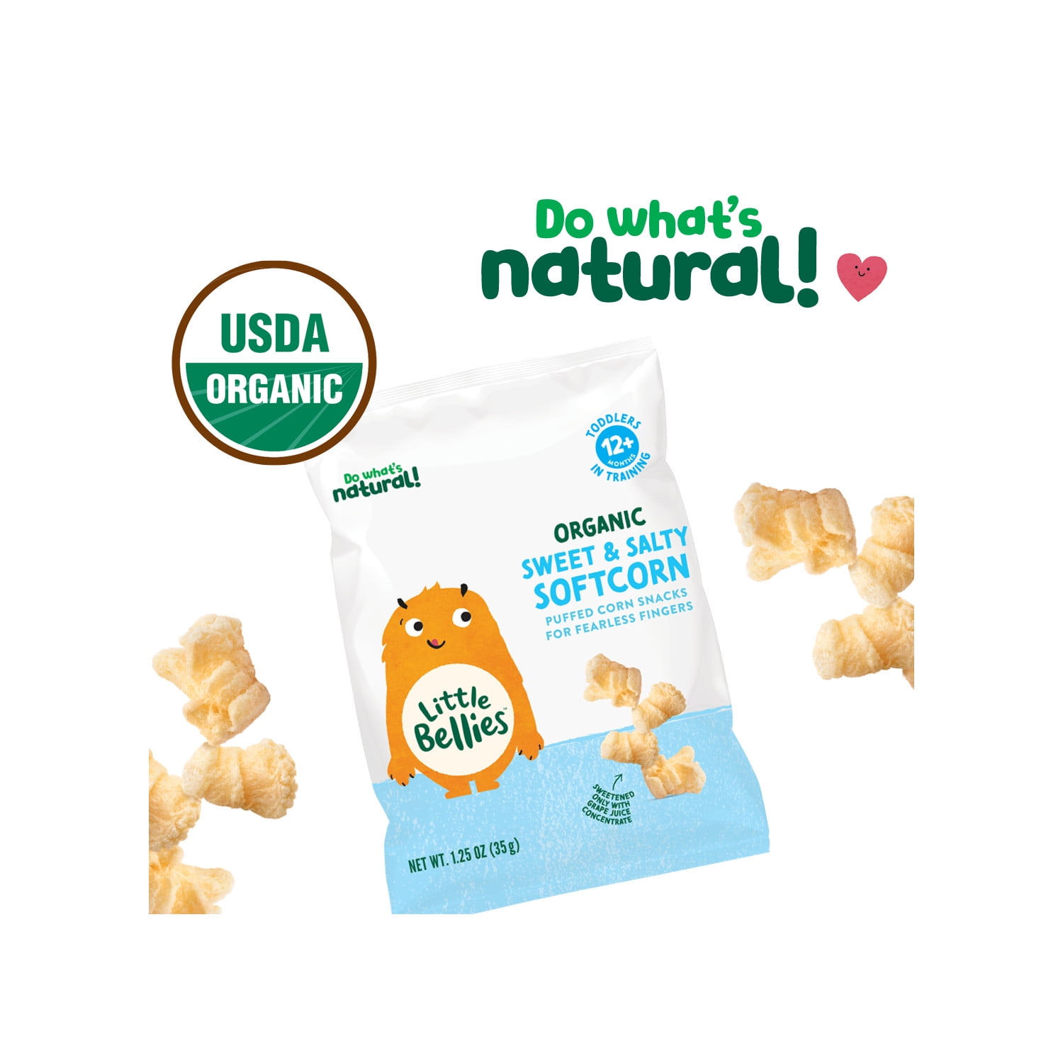 (6 pack) Little Bellies Organic Sweet & Salty Softcorn 1.25 oz
