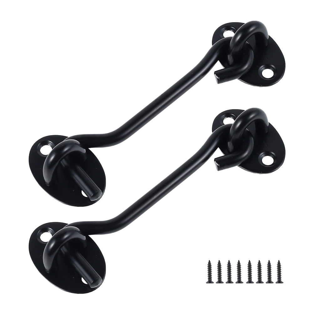SchSin 2Pcs Cabin Hook Stainless Steel Hook and Eye Latch Black Window