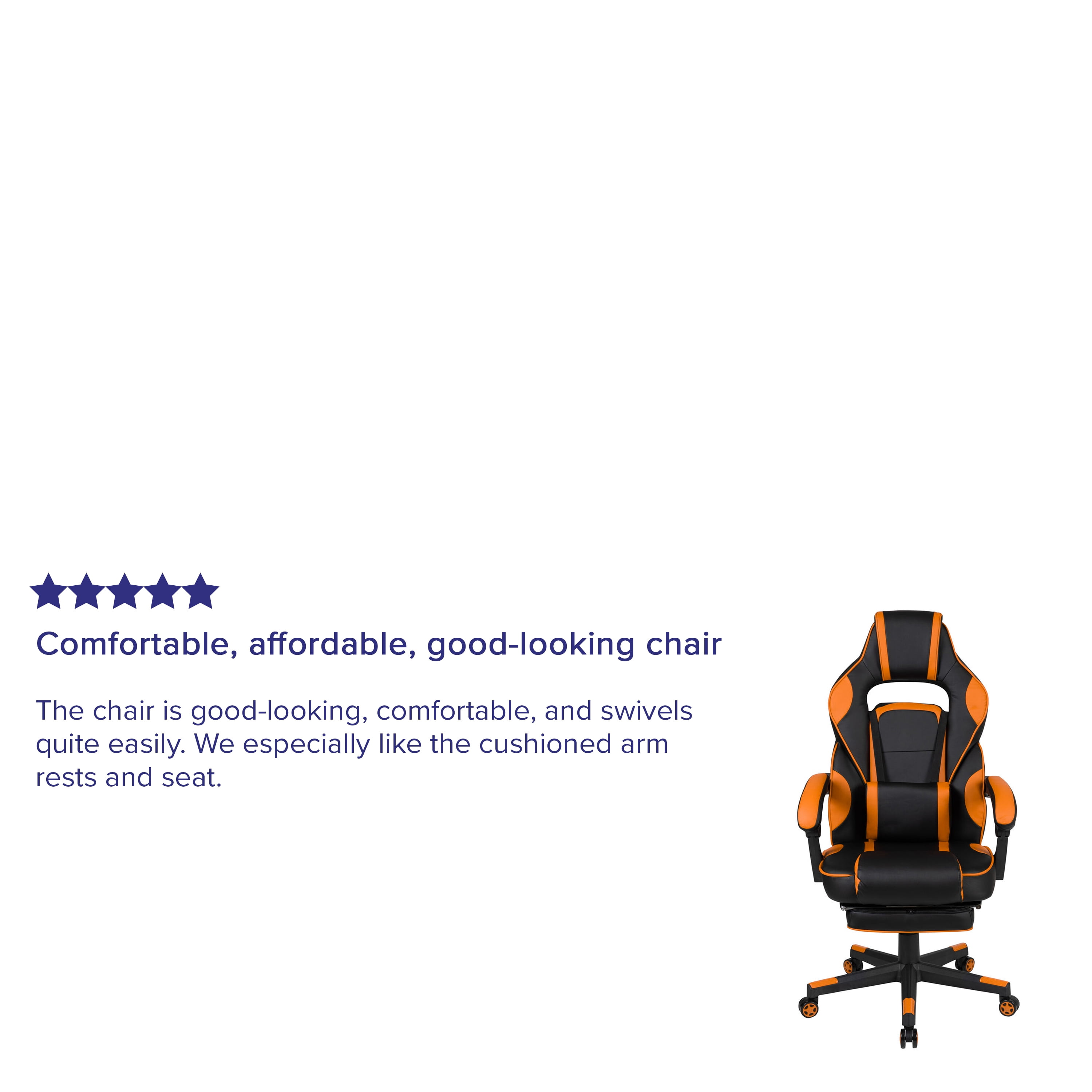 EMMA + OLIVER Reclining Back Leather PC Gaming Chair with Massaging Lumbar, Black Orange