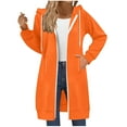 thumbnail image 3 of Fartey Womens Oversized Long Hoodie Fall Double Zip Fleece Sweatshirts Loose Casual Long Sleeve Drawstring Hooded Sweatshirt Winter Going Out Jacket Coat with Pocket Orange S, 3 of 8