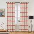 thumbnail image 2 of Kitchen Curtains 84 Inch Length 2 Panels, Yellow Buffalo Plaid Grommets Window Treatment Curtain, Red Lines Grid Pattern Vintage Thermal Curtains Drapes for Living Room/Bathroom, 2 of 9