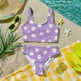 thumbnail image 6 of CCRFTGI Swimsuit for Kids Girls Size 7-8 Two Piece Sets Swim Vacation Bathing Suit Beach Vacation Fruit Floral Print Bikini Set Cute Summer Girls Fashion Swimsuits Swimwear Purple 9-10 Years, 6 of 9