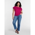 thumbnail image 2 of Terra & Sky Women’s Plus Pleated Shoulder Top with Short Sleeves, Size 0X-5X, 2 of 5