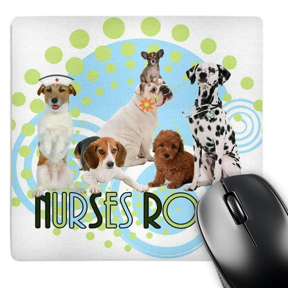 3dRose, Nurses Rock Pack of Dogs in trendy blue and green hues, MousePad