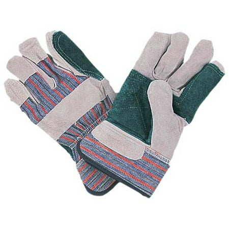 HAWK (2 Pairs) Men's Green Double Palm & Index Finger Leather Work Gloves | Size Extra Large (XL) | Gunn Pattern | 2.5" (6.4 cm) Rubberized Cuff
