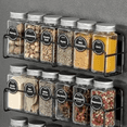 thumbnail image 2 of Magnetic Spice Rack, 4 Pack, 24 Square Glass Jars with Lids, Quick-Find Pre-Printed Labels, Funnel, Space Saver, Refrigerator and Microwave Oven Organizer, 2 of 6