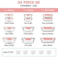 thumbnail image 2 of 34pcs Glass Food Storage Containers with Lids Set, Airtight Meal Prep Containers (17 Containers & 17 Lids), Pink, 2 of 7