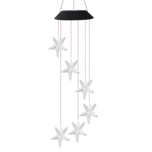 leyfeng Lámpara de carillón de viento solar 6 colores que cambian LED Estrella de mar / Estilo de botella de deseos