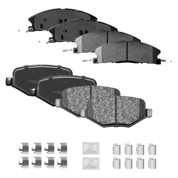 ACB ZONE Front & Rear Disc Ceramic Brake Pads Set w/Hardware Fit for Ford Explorer Flex Taurus Special Service Police Sedan Police Interceptor Sedan/Utlity,Lincoln MKS MKT