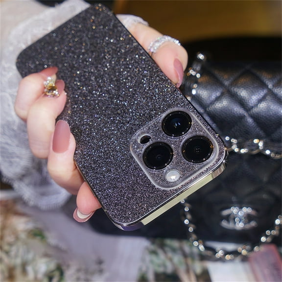 for iPhone 14 Pro Max 6.7" 2022 Case, Glitter Bling Back Plating Bumper for Girls Women Stylish Shockproof Lens Protection Anti-fall Slim Cover for iPhone 14 Pro Max 6.7 inch, Black