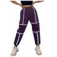 thumbnail image 2 of LoyisViDion Woman Pants Clearance Fashion Women'S Reflective Strip Beam Pants Casual Sports Trousers Cargo Pants Purple M, 2 of 7