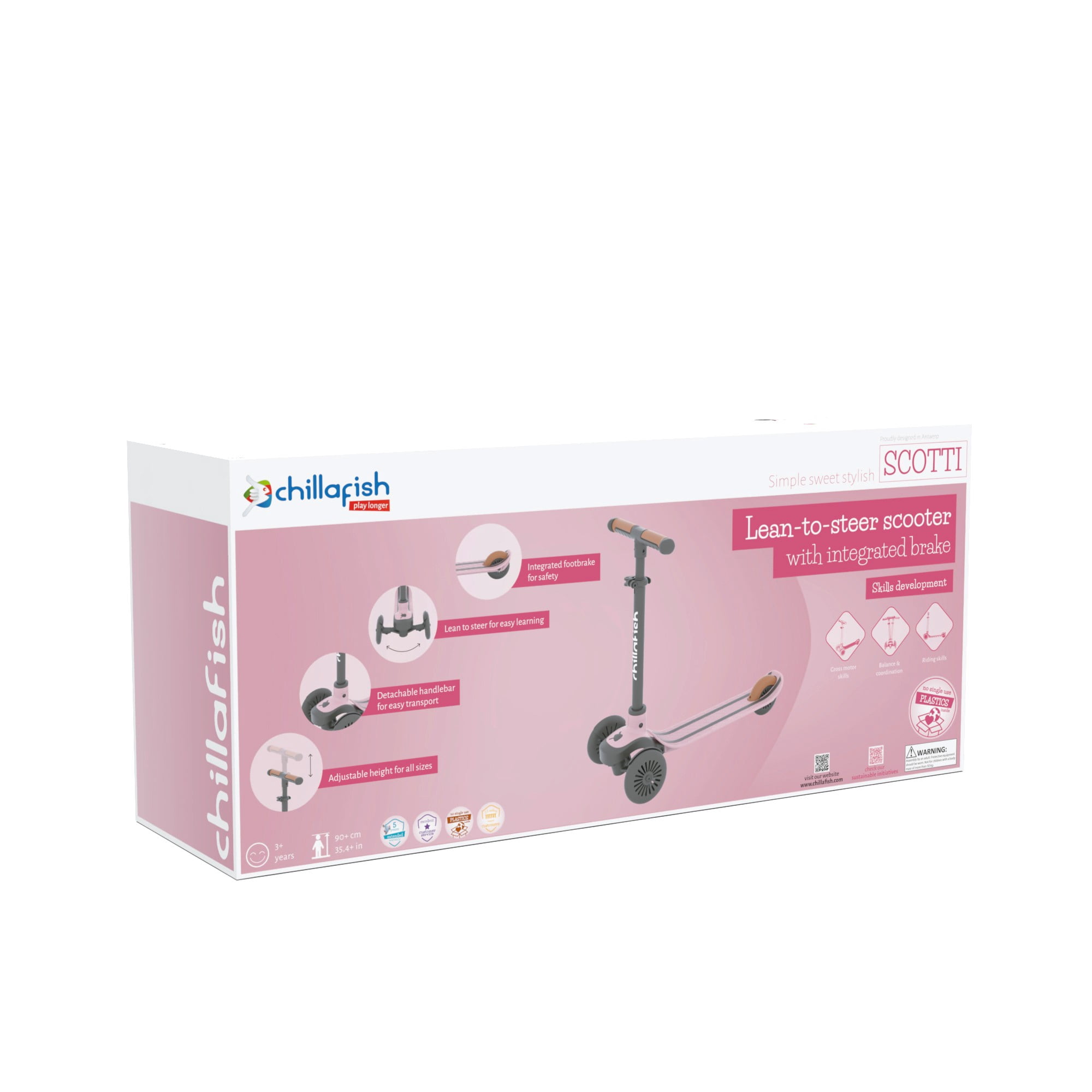 Chillafish Scotti 2 Push & Pedal Ride-On Scooter, Cameo Pink