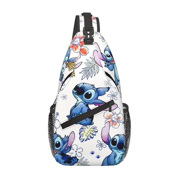 Embroidered Anime Print Crossbody Bag-Lightweight, Adjustable Shoulder Strap, Zippered Chest Backpack, Suitable for Students, Perfect for Outdoor Activities, Daily Life and Hiking, Ideal School Gift