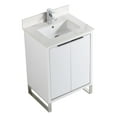 thumbnail image 3 of Fine Fixtures Opulence Collection 24 in. W x 18 in. D x 33 in. H Bathroom Vanity in White Matte with White Carrara Sintered Stone Sink - Chrome hardware, 3 of 8