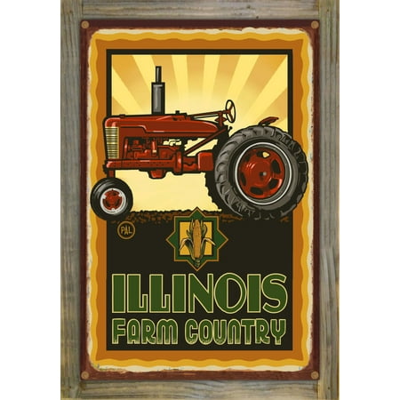 Illinois Farm Country Tractor Profile Sunrise Rustic Metal Print