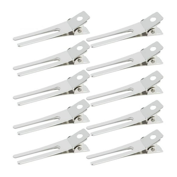 50 pinzas para rizos de doble punta de peluquería Wobe, sección de ajuste de 1,8 pulgadas, pinzas para el pelo, horquillas de cocodrilo de metal para lazo, gran clip, peluquería, peluquero (plata)