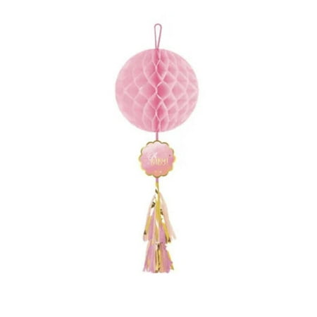 Baby Shower 'Hello World Girl' Deluxe Honeycomb Decoration w/ Tassel (1ct)