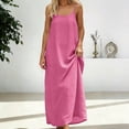 thumbnail image 3 of Hiiko Women's Backless Spaghetti Strap Maxi Dress Casual Solid Color Loose Cami Dresses, 3 of 6