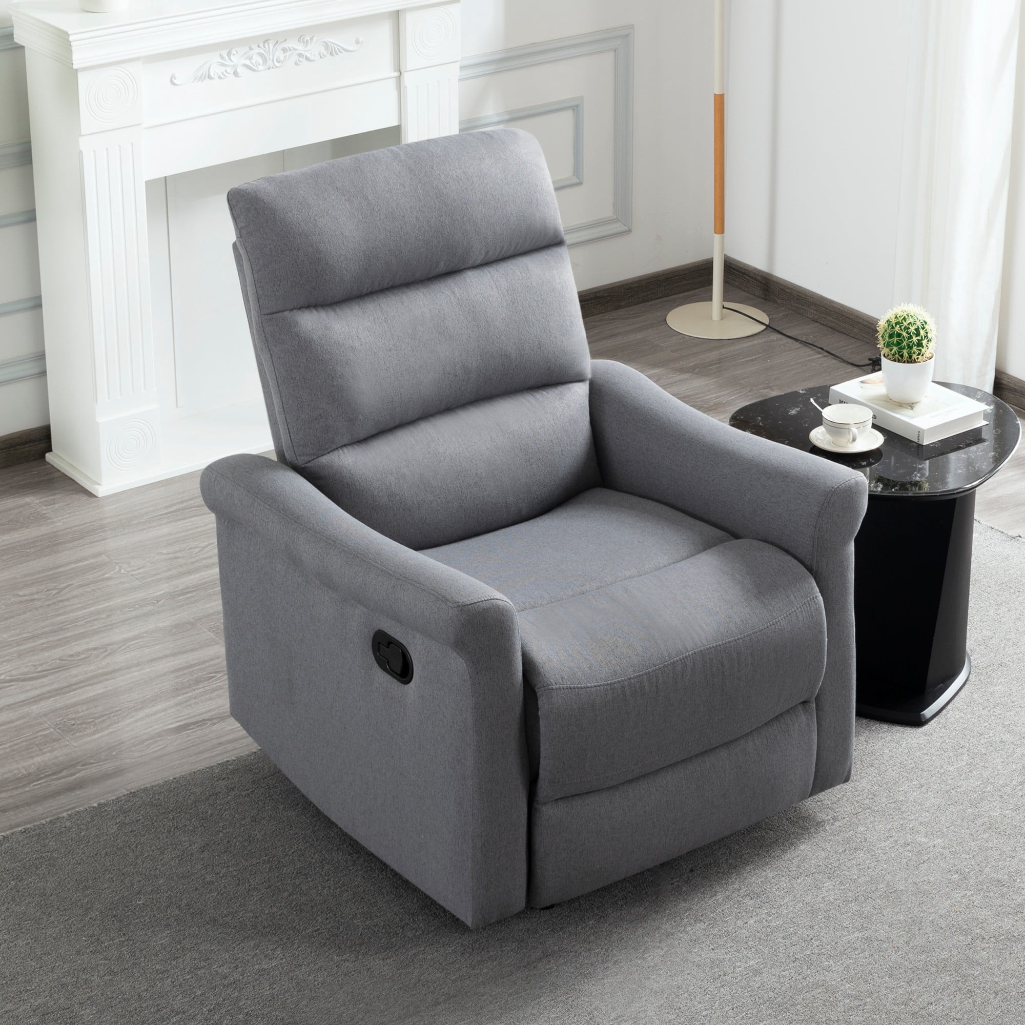 Gewnee 31.89" Manual Recliner Chair, Adjustable Reclining Lounge Chair, Linen Upholstered Wood & Metal Frame Single Sofa Recliner for Living Room, Office, Grey