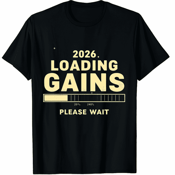 Funny New Years Resolution Gym Workout 2026 Gains Loading Graphic Tee T-Shirt for Men Women